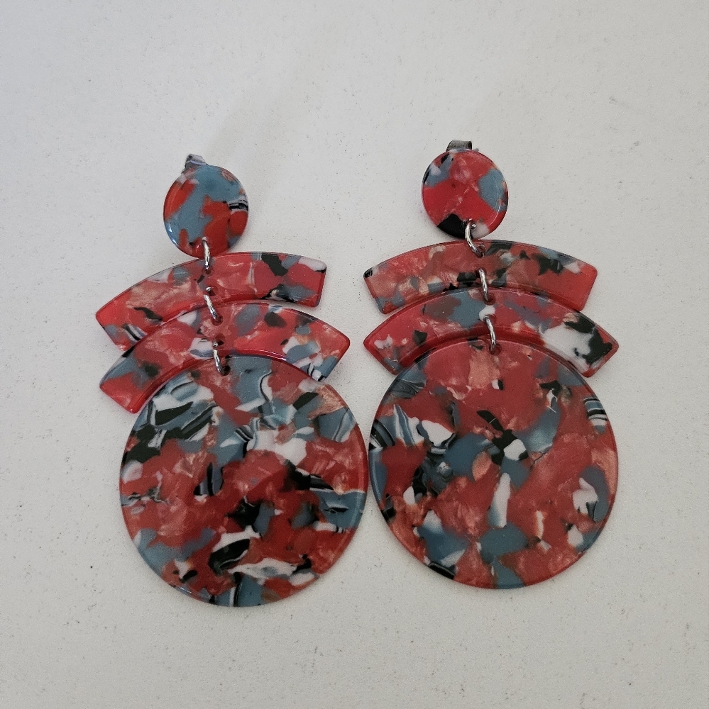 Acrylic Red and Blue Earrings